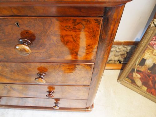 fig 1. Chest of drawers fine quality Victorian Burr Walnut c1860