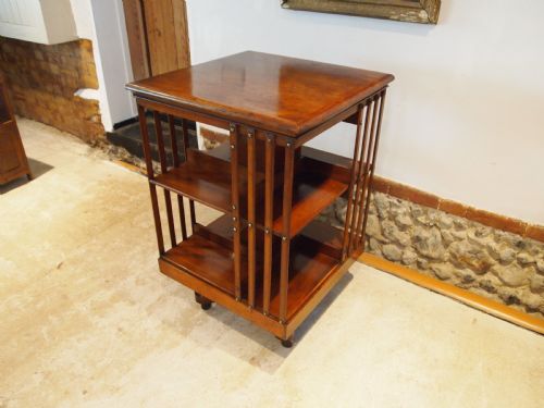 BOOKCASE RARE FINE WALNUT MAPLE CO REVOLVING C1880 - ADDITIONAL PHOTO 5