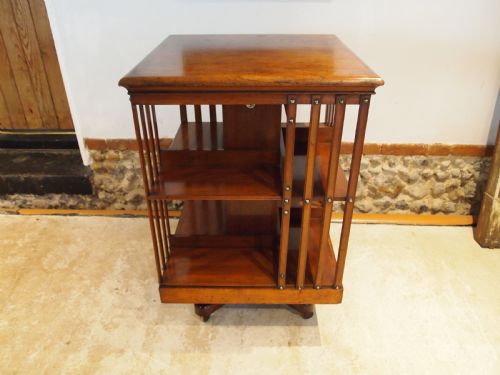 BOOKCASE RARE FINE WALNUT MAPLE CO REVOLVING C1880 - ADDITIONAL PHOTO 13