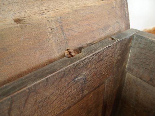 COFFER CHEST TRUNK RARE SMALL STUNNING CHARLES II OAK C1680 - ADDITIONAL PHOTO 7