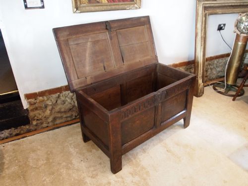 COFFER CHEST TRUNK RARE SMALL STUNNING CHARLES II OAK C1680 - ADDITIONAL PHOTO 8