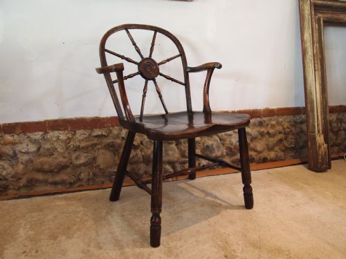 CHAIR VERY RARE GEORGE III CART WHEEL BACK WINDSOR ARMCHAIR C1790 - ADDITIONAL PHOTO 16