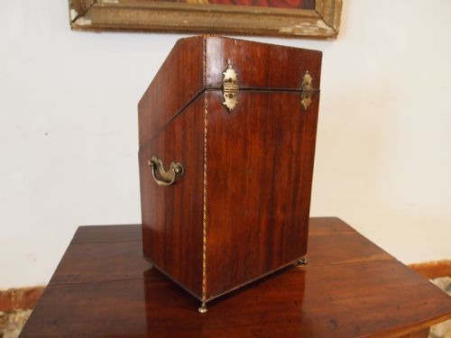KNIFE BOX FINE GEORGE III MAHOGANY ORIGINAL INTERIOR C1780 - ADDITIONAL PHOTO 5