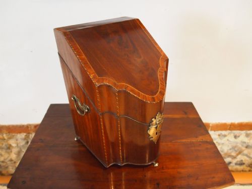 KNIFE BOX FINE GEORGE III MAHOGANY ORIGINAL INTERIOR C1780 - ADDITIONAL PHOTO 8