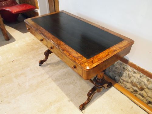 WRITING TABLE FINE BURR WALNUT EARLY VICTORIAN C1840 - ADDITIONAL PHOTO 9