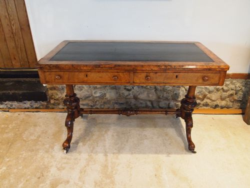 WRITING TABLE FINE BURR WALNUT EARLY VICTORIAN C1840 - ADDITIONAL PHOTO 11