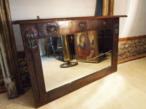 mirror outstanding arts crafts glasgow school c1890 - CATEGORY: ANTIQUE MIRRORS - DATED 1890