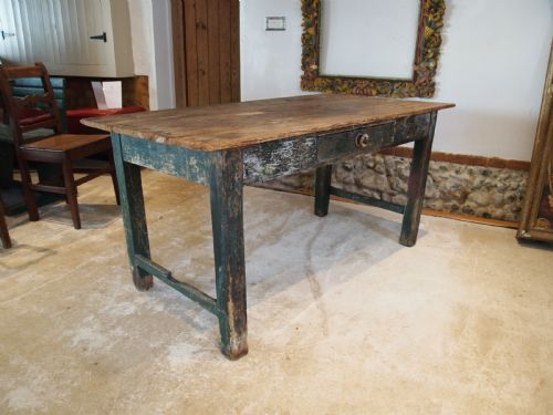 table rustic refectory george iii pine table original paint c1800 - CATEGORY: ANTIQUE TABLES - DATED GEORGIAN
