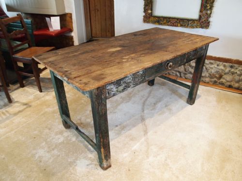 TABLE RUSTIC REFECTORY GEORGE III PINE TABLE ORIGINAL PAINT C1800 - ADDITIONAL PHOTO 11