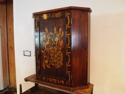 cupboard cabinet arts and crafts penwork fruitwood c1900 - CATEGORY: ANTIQUE CUPBOARDS - DATED 1900