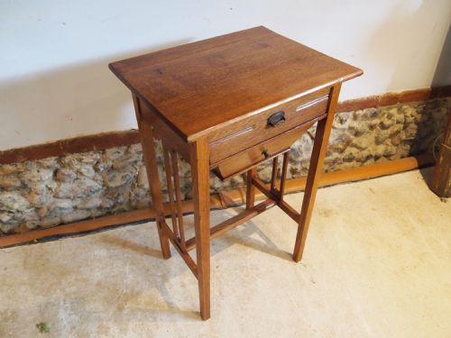 TABLE RARE ARTS AND CRAFTS OAK WORK SIDE LAMP HALL C1910 - ADDITIONAL PHOTO 9