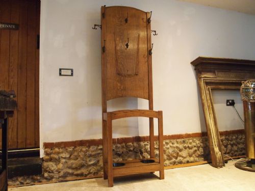 hallstand rare art deco oak coat hat stand c1920 - CATEGORY: ANTIQUE FURNITURE - DATED 1920