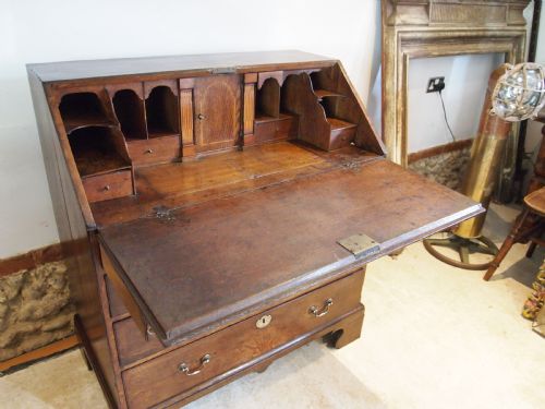 BUREAU SUPERB GEORGE III OAK SUNBURST C1760 - ADDITIONAL PHOTO 5