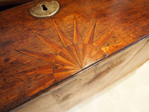 BUREAU SUPERB GEORGE III OAK SUNBURST C1760 - ADDITIONAL PHOTO 14