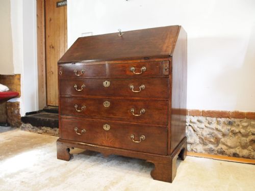 BUREAU SUPERB GEORGE III OAK SUNBURST C1760 - ADDITIONAL PHOTO 15