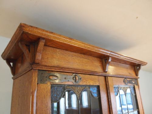 BOOKCASE DISPLAY ARTS CRAFTS OAK C1900 - ADDITIONAL PHOTO 5