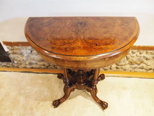 TABLE STUNNING HALL SIDE LAMP CONSOLE CARD VICTORIAN BURR WALNUT C1870 - ADDITIONAL PHOTO 14
