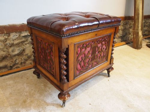 STOOL CANTERBURY VICTORIAN WALNUT DRUCE CO C1870 - ADDITIONAL PHOTO 1
