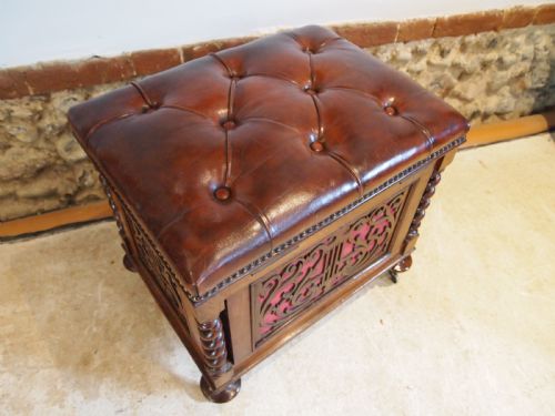 STOOL CANTERBURY VICTORIAN WALNUT DRUCE CO C1870 - ADDITIONAL PHOTO 2
