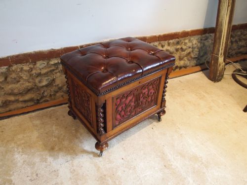 STOOL CANTERBURY VICTORIAN WALNUT DRUCE CO C1870 - ADDITIONAL PHOTO 6