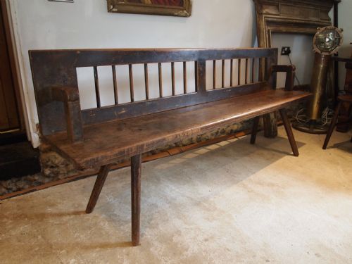 bench wonderful european settle pine victorian period c1870 - CATEGORY: ANTIQUE FURNITURE - DATED VICTORIAN
