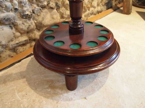 SNOOKER CUE STAND FINE VICTORIAN MAHOGANY REVOLVING C1890 - ADDITIONAL PHOTO 7