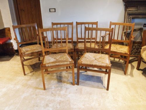 CHAIRS ARTS AND CRAFTS COTSWOLD SCHOOL OAK SIX C1930 - ADDITIONAL PHOTO 10