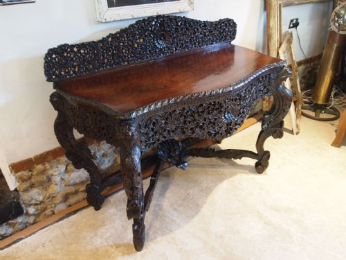 table magnificent burmese padouk side hall console c1880 - CATEGORY: ANTIQUE TABLES - DATED 1880