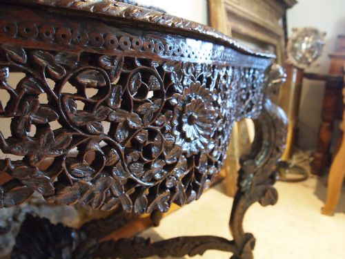 TABLE MAGNIFICENT BURMESE PADOUK SIDE HALL CONSOLE C1880 - ADDITIONAL PHOTO 7