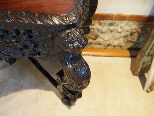 TABLE MAGNIFICENT BURMESE PADOUK SIDE HALL CONSOLE C1880 - ADDITIONAL PHOTO 8