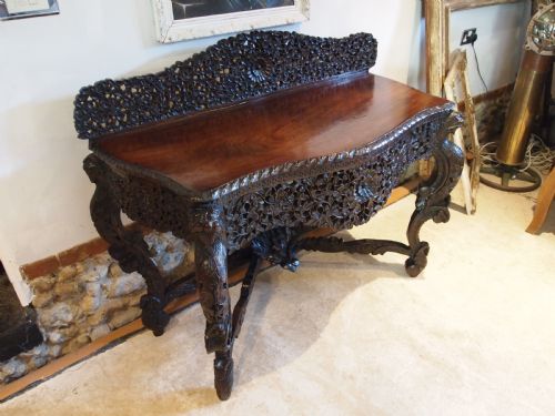 TABLE MAGNIFICENT BURMESE PADOUK SIDE HALL CONSOLE C1880 - ADDITIONAL PHOTO 10