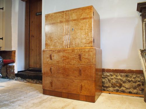 CHEST OF DRAWERS TALLBOY STUNNING ART DECO MAPLE C1925 - ADDITIONAL PHOTO 7