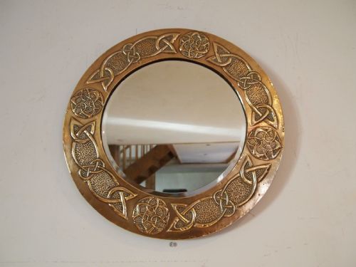 MIRROR OUTSTANDING ARTS AND CRAFTS GLASGOW SCHOOL BRASS C1900 - ADDITIONAL PHOTO 4