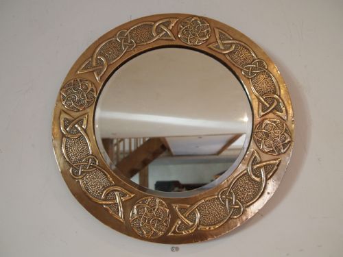 MIRROR OUTSTANDING ARTS AND CRAFTS GLASGOW SCHOOL BRASS C1900 - ADDITIONAL PHOTO 6
