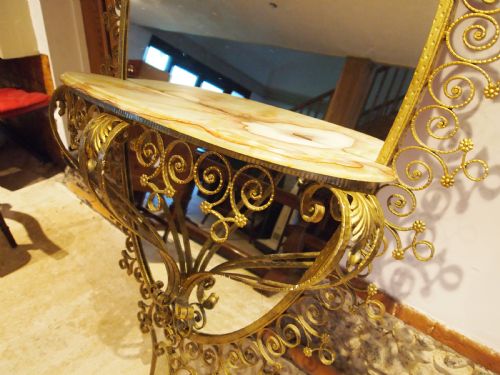 MIRROR PIER LUIGI COLLI GILDED WROUGHT IRON C1930 - ADDITIONAL PHOTO 1