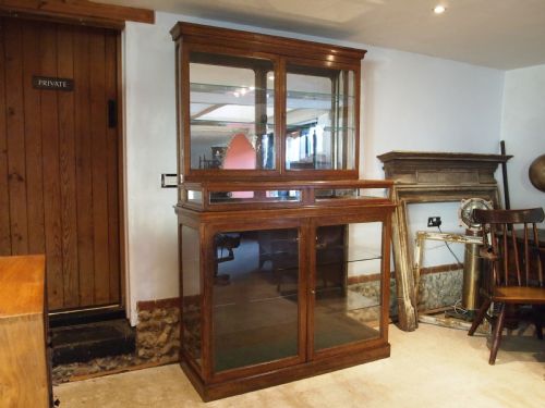 cabinet display rare victorian oak shop collectors c1880 - CATEGORY: ANTIQUE CABINETS - DATED VICTORIAN