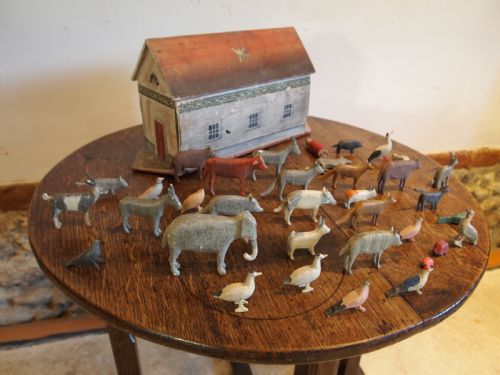 NOAHS ARK RARE FOLK ART VICTORIAN ARK AND FIGURES C1890 - ADDITIONAL PHOTO 11