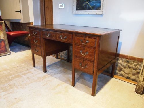 DESK FINE QUALITY EDWARDIAN OAK LARGE KNEEHOLE C1910 - ADDITIONAL PHOTO 12