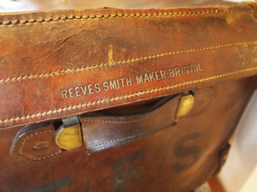 SUITCASE TRUNK LEATHER VICTORIAN BY REEVES SMITH BRISTOL C1880 - ADDITIONAL PHOTO 1