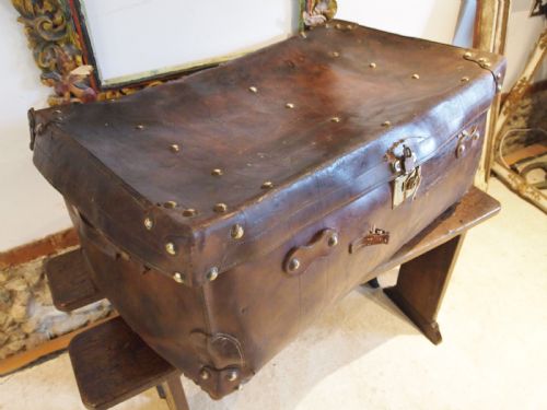 SUITCASE TRUNK LEATHER VICTORIAN BY REEVES SMITH BRISTOL C1880 - ADDITIONAL PHOTO 8