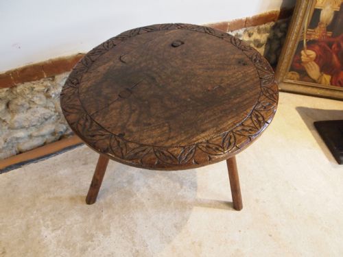 TABLE OUTSTANDING RARE PRIMITIVE NAIVE CRICKET TABLE C1770 - ADDITIONAL PHOTO 1