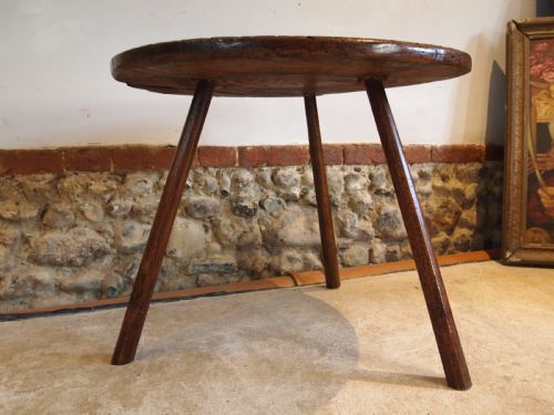TABLE OUTSTANDING RARE PRIMITIVE NAIVE CRICKET TABLE C1770 - ADDITIONAL PHOTO 6