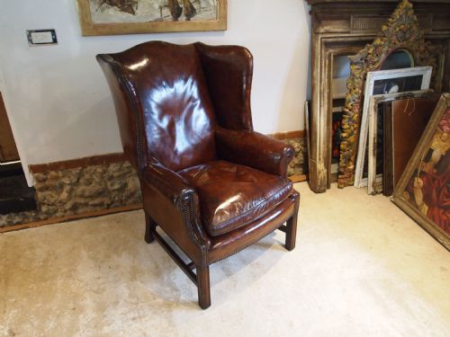 CHAIR STUNNING GEORGE III LEATHER WING ARMCHAIR C1790 - ADDITIONAL PHOTO 2