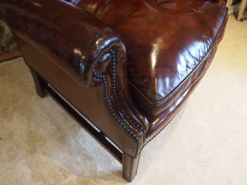 CHAIR STUNNING GEORGE III LEATHER WING ARMCHAIR C1790 - ADDITIONAL PHOTO 7