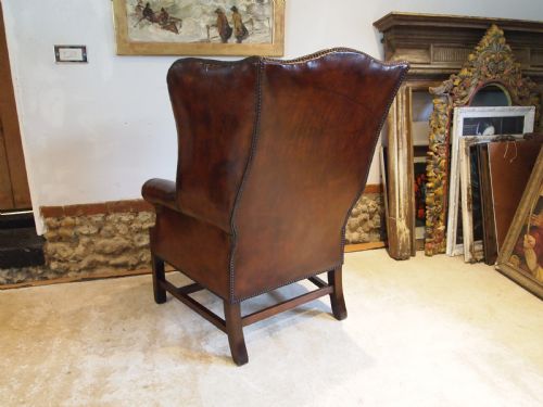 CHAIR STUNNING GEORGE III LEATHER WING ARMCHAIR C1790 - ADDITIONAL PHOTO 9