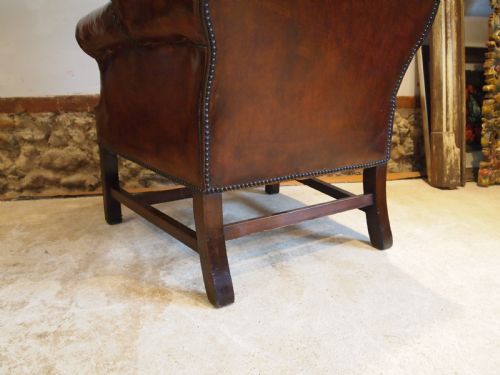 CHAIR STUNNING GEORGE III LEATHER WING ARMCHAIR C1790 - ADDITIONAL PHOTO 10
