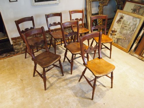 CHAIRS WONDERFUL SET OF 7 VICTORIAN WINDSOR KITCHEN DINING C1870 - ADDITIONAL PHOTO 6