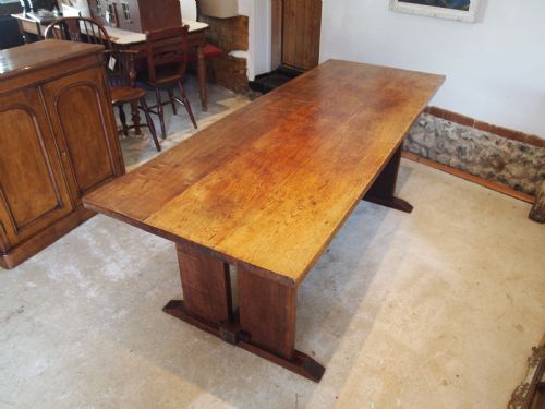 TABLE ARTS AND CRAFTS OAK REFECTORY DINING KITCHEN C1920 - ADDITIONAL PHOTO 4