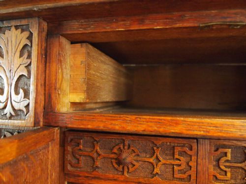 CHEST OF DRAWERS RARE VICTORIAN OAK ARTS AND CRAFTS COLLECTORS C1880 - ADDITIONAL PHOTO 4