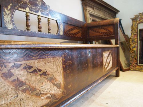 BENCH BOX SETTLE STUNNING ORIGINAL PAINT C1860 - ADDITIONAL PHOTO 3